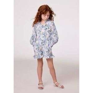 Janie and Jack Girls Floral Romper Jumpsuit Ruffle Collar Size 3T